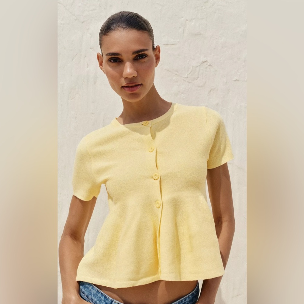 Zara Peplum Butter Yellow Top